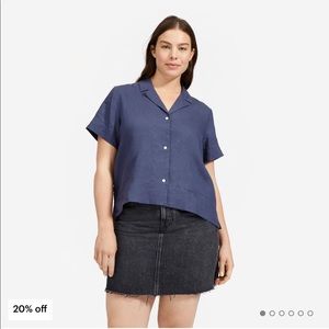 The Linen Short-Sleeve Notch Shirt BNWT Indigo 4